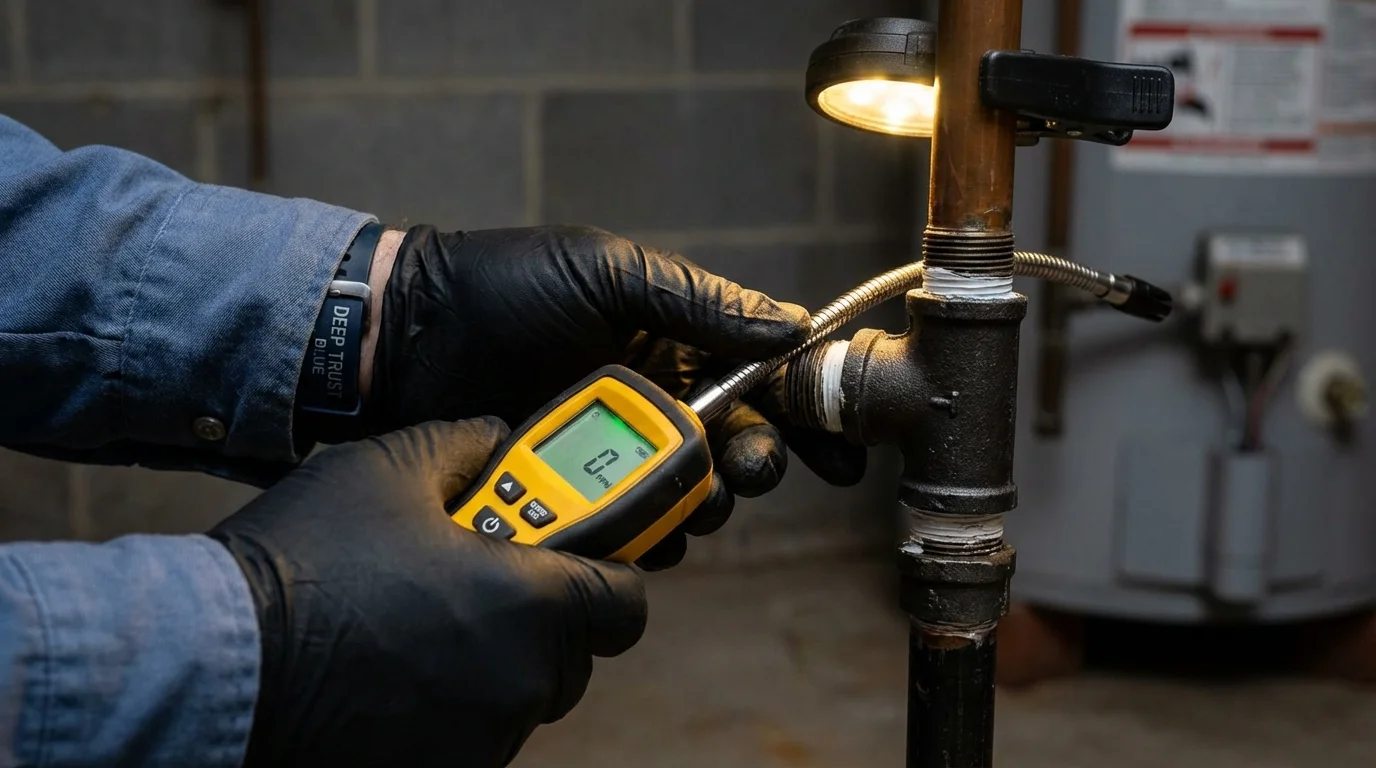 Gas leak detection with electronic sniffer by Johns Plumbing LLC in Eagar