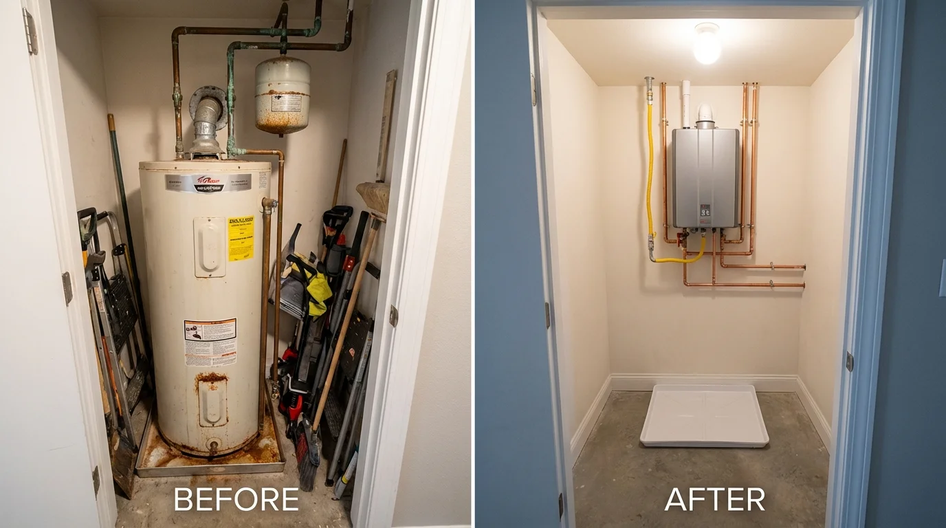Tank water heater versus wall-mounted tankless unit comparison for Eagar, AZ homeowners
